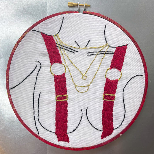 Red Suspenders Body Hand Embroidery Hoop