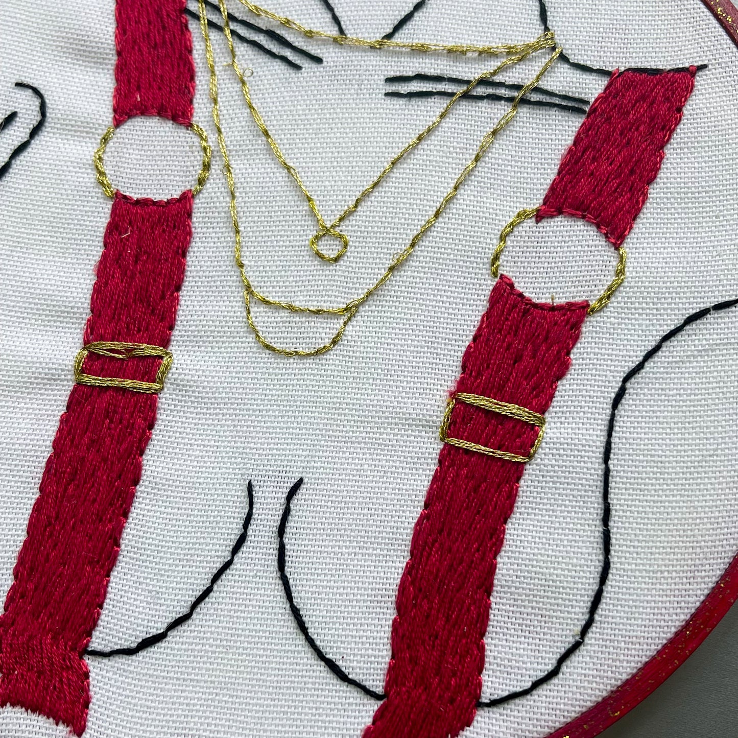 Red Suspenders Body Hand Embroidery Hoop