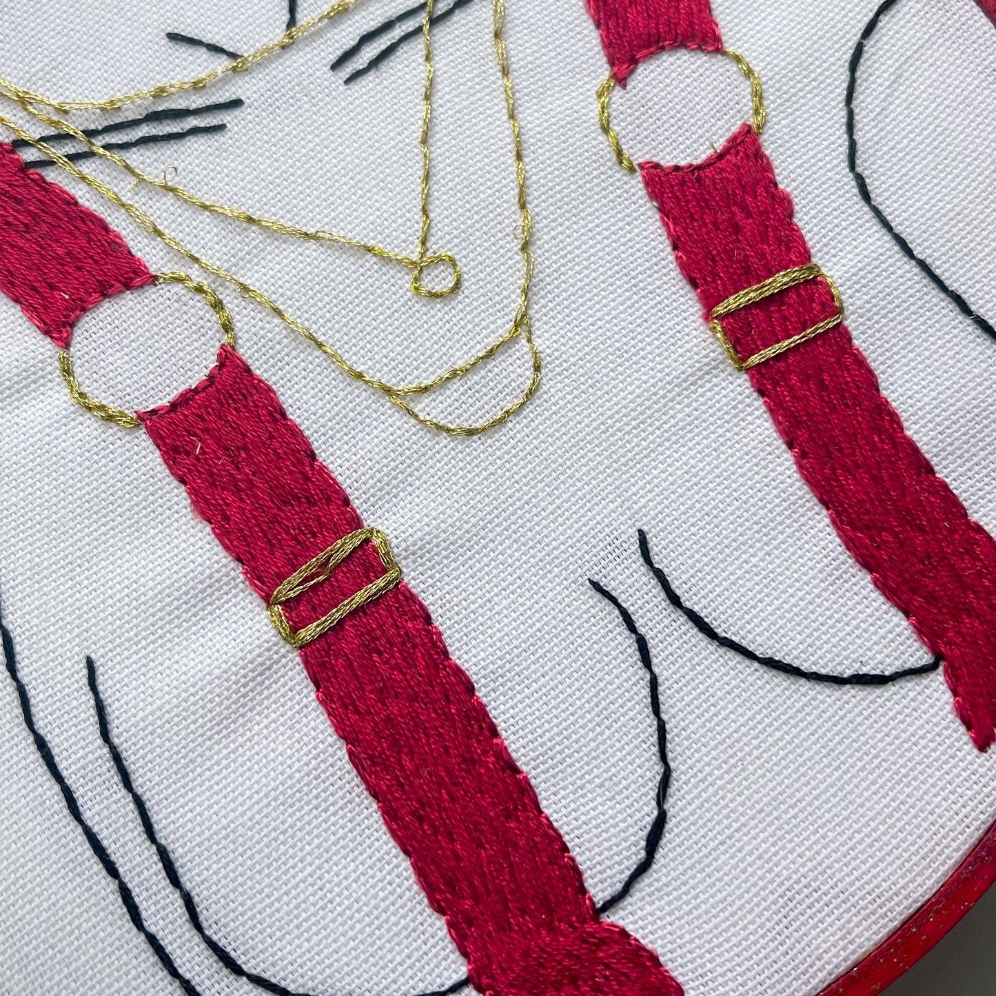 Red Suspenders Body Hand Embroidery Hoop