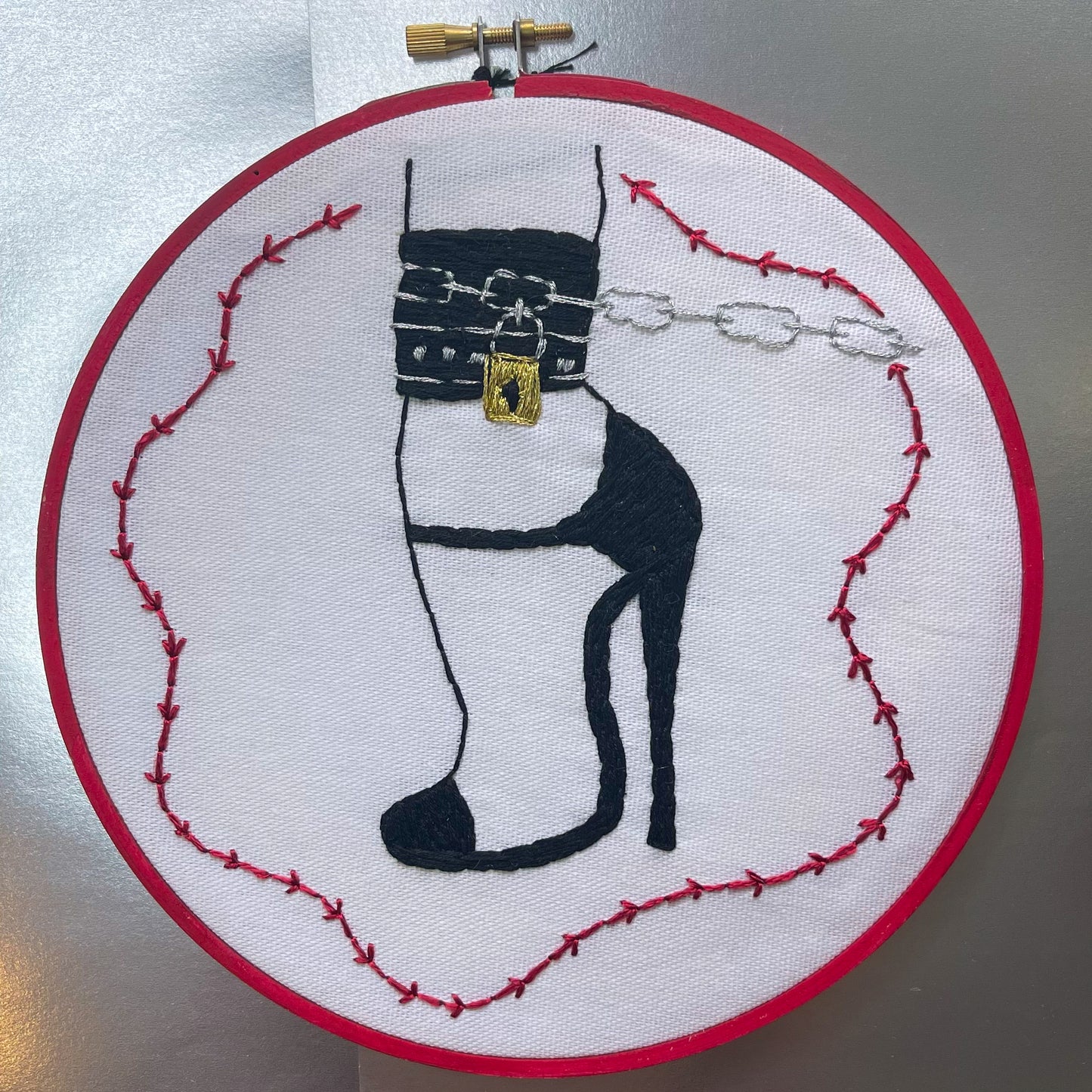 Shoe and Chain Hand Embroidery Hoop