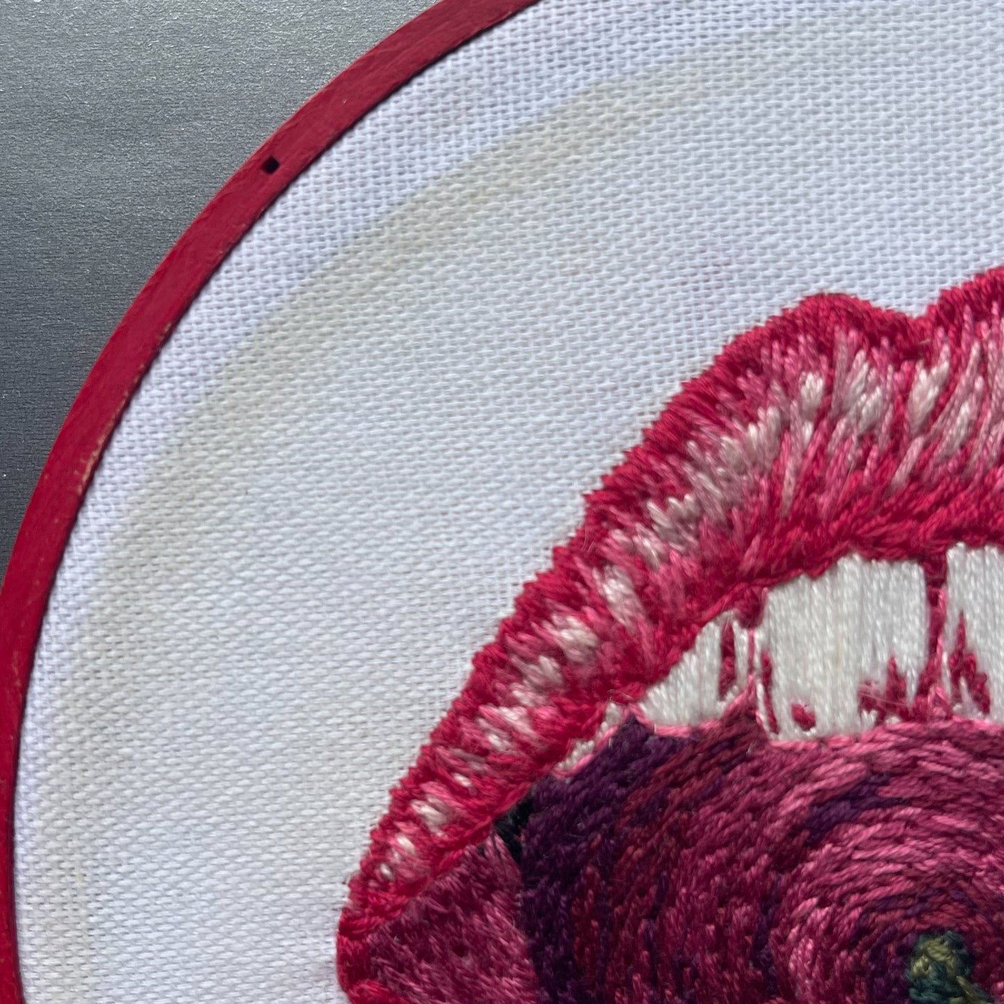 Lips and Cherry Hand Embroidery Hoop