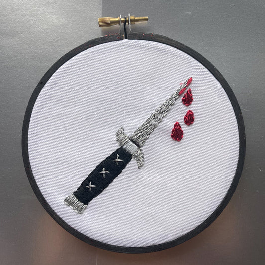 Bloody Knife Halloween Hand Embroidery Hoop