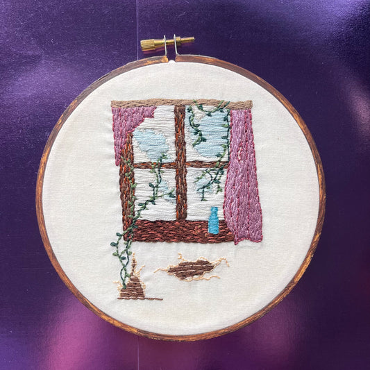 Abandoned Window Embroidery Hoop