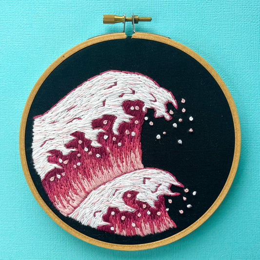 Pink Wave Embroidery Hoop