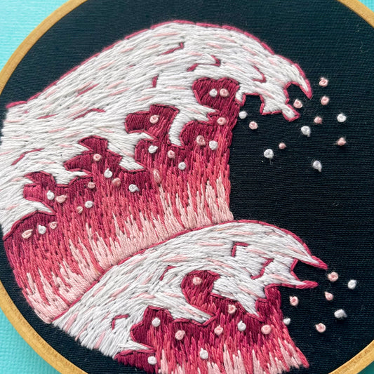 Pink Wave Embroidery Hoop