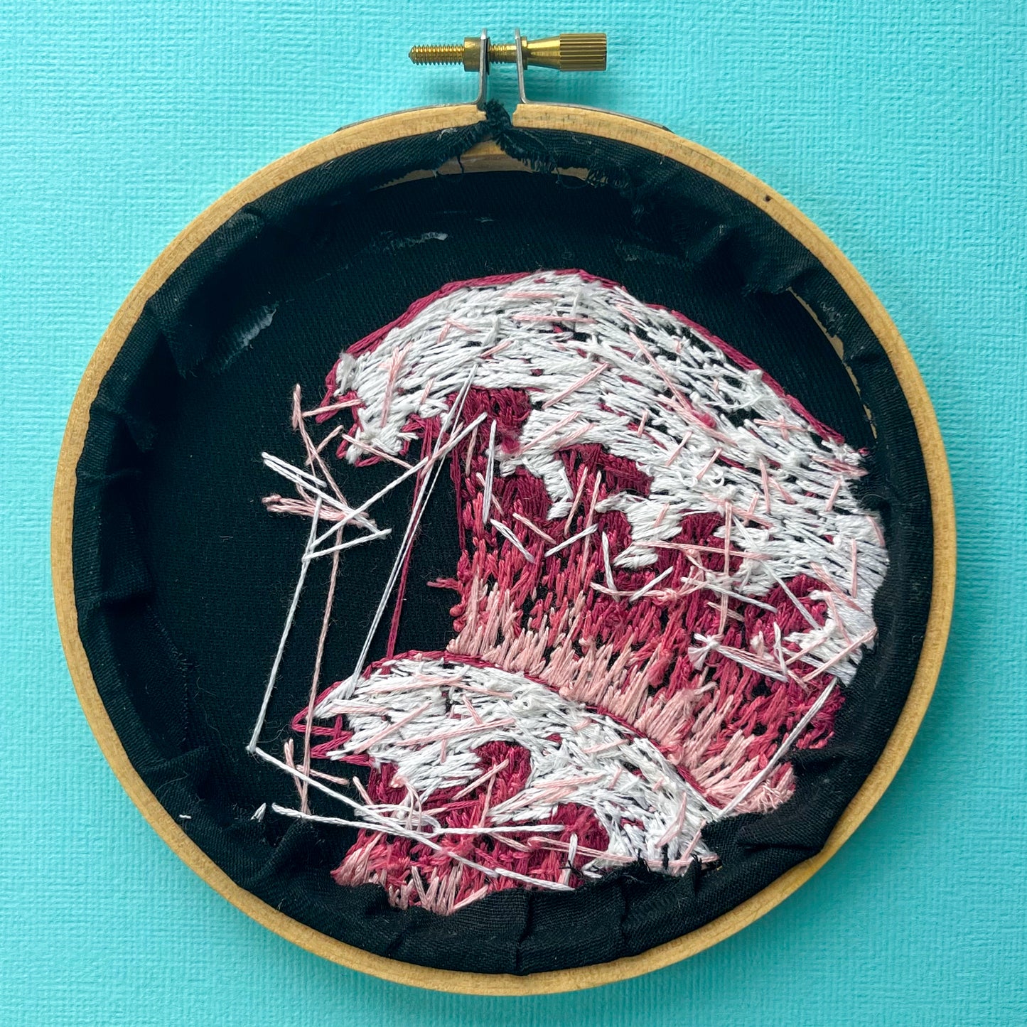 Pink Wave Embroidery Hoop