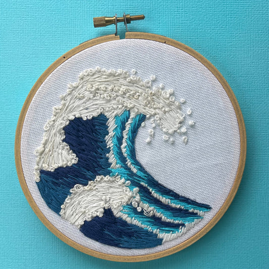 Small Blue Wave Embroidery Hoop