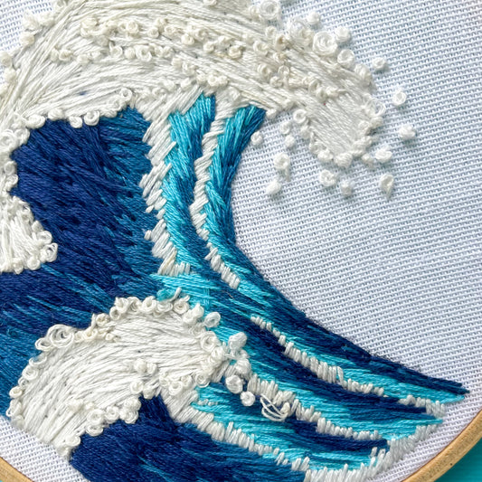 Small Blue Wave Embroidery Hoop