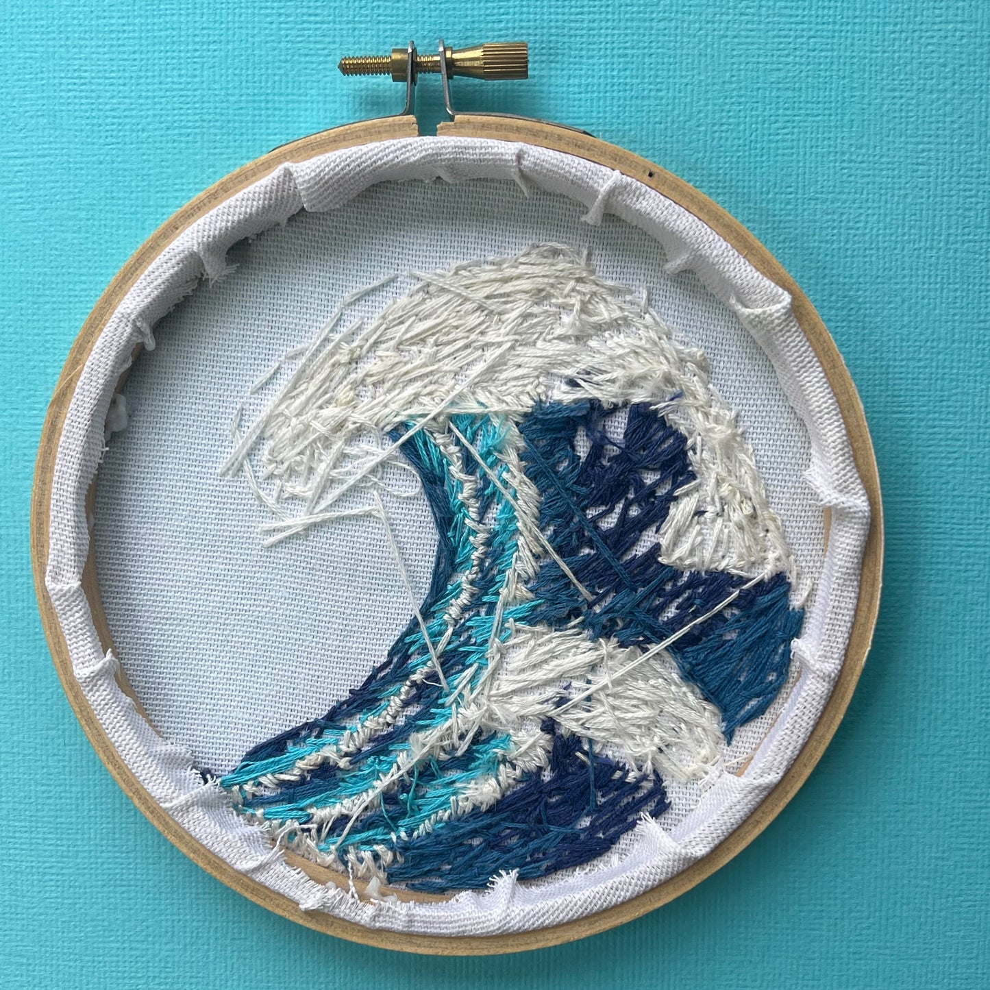 Small Blue Wave Embroidery Hoop