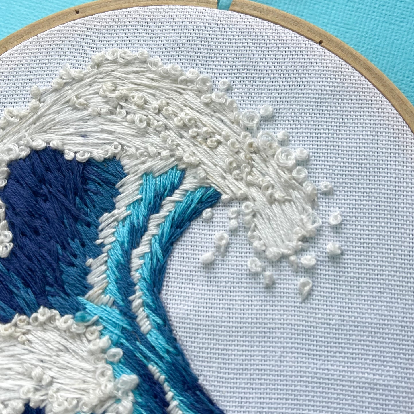 Small Blue Wave Embroidery Hoop