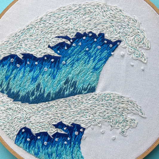 Big Blue Wave Embroidery Hoop