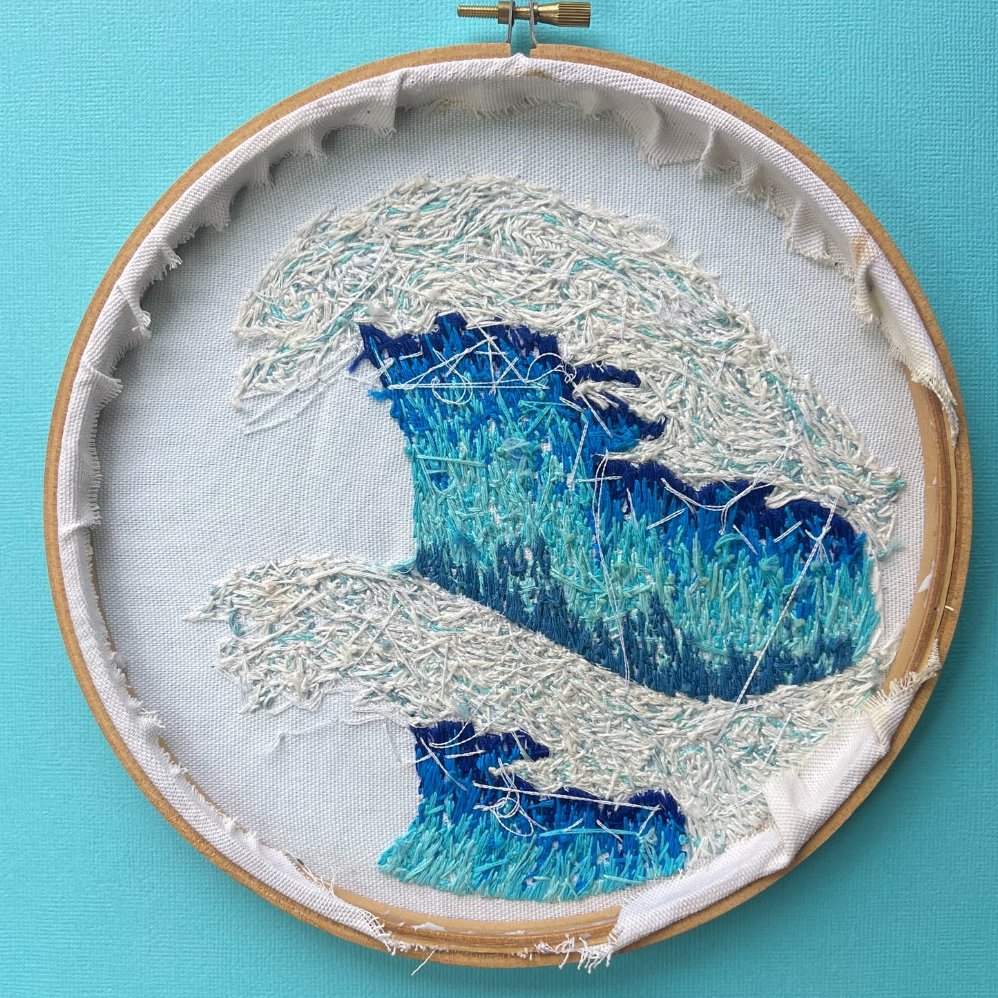 Big Blue Wave Embroidery Hoop