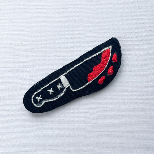 Halloween Bloody Knife Hand Embroidered Patch