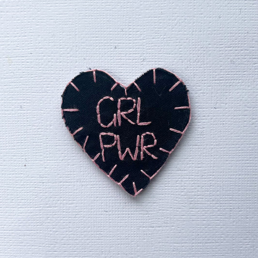 Pink Girl Power Hand Embroidery Jacket Patch