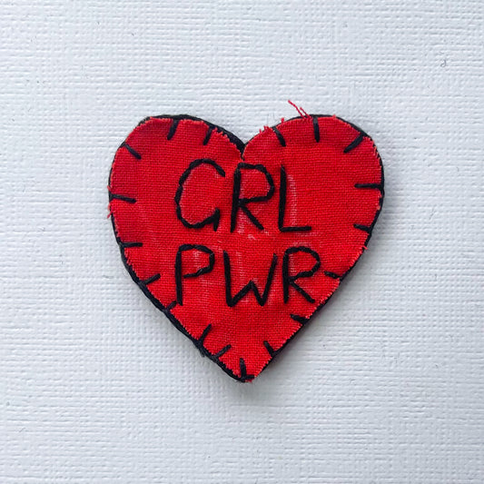 Red Girl Power Hand Embroidered Patch