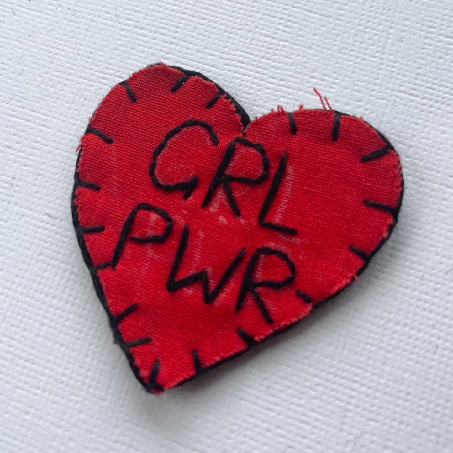 Red Girl Power Hand Embroidered Patch