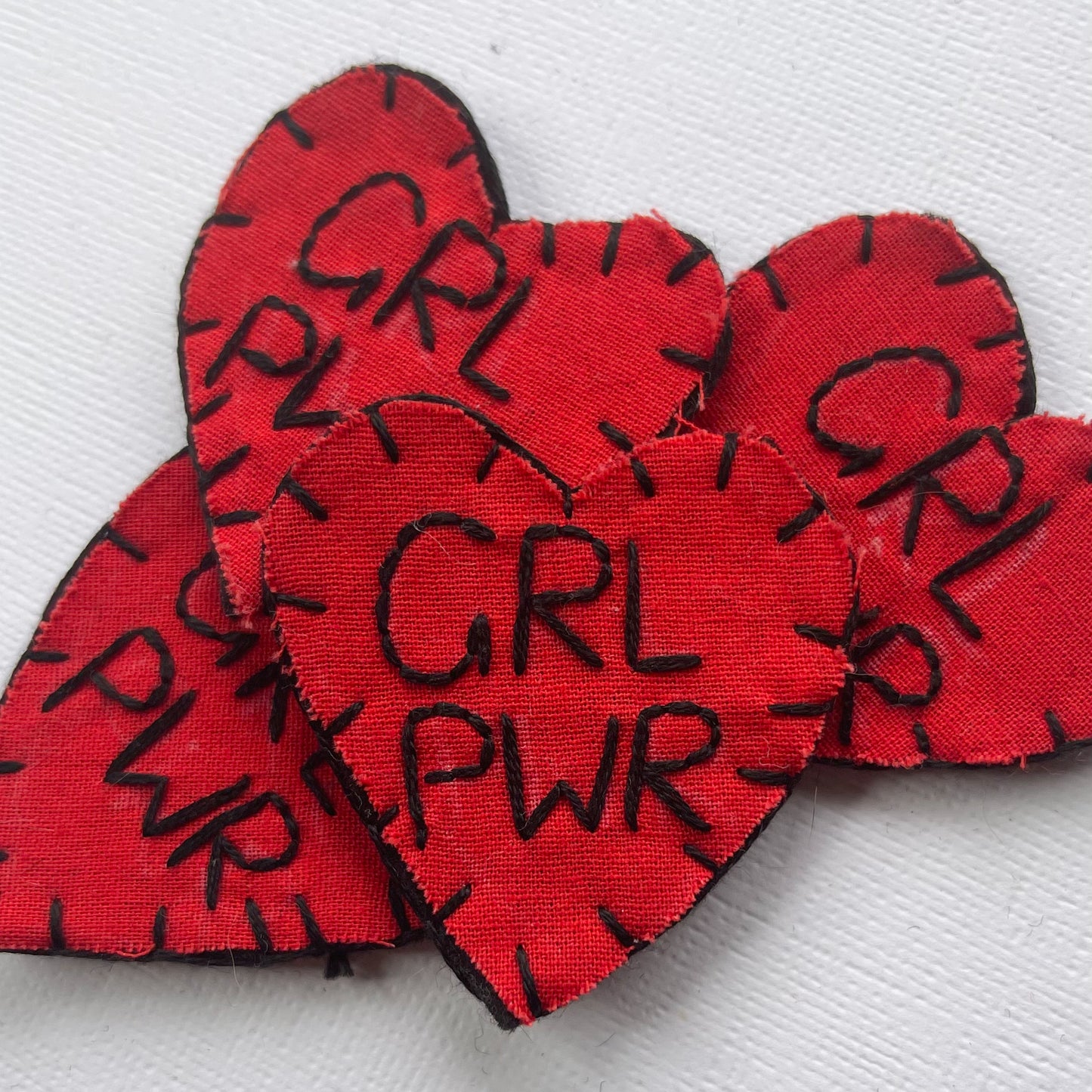 Red Girl Power Hand Embroidered Patch